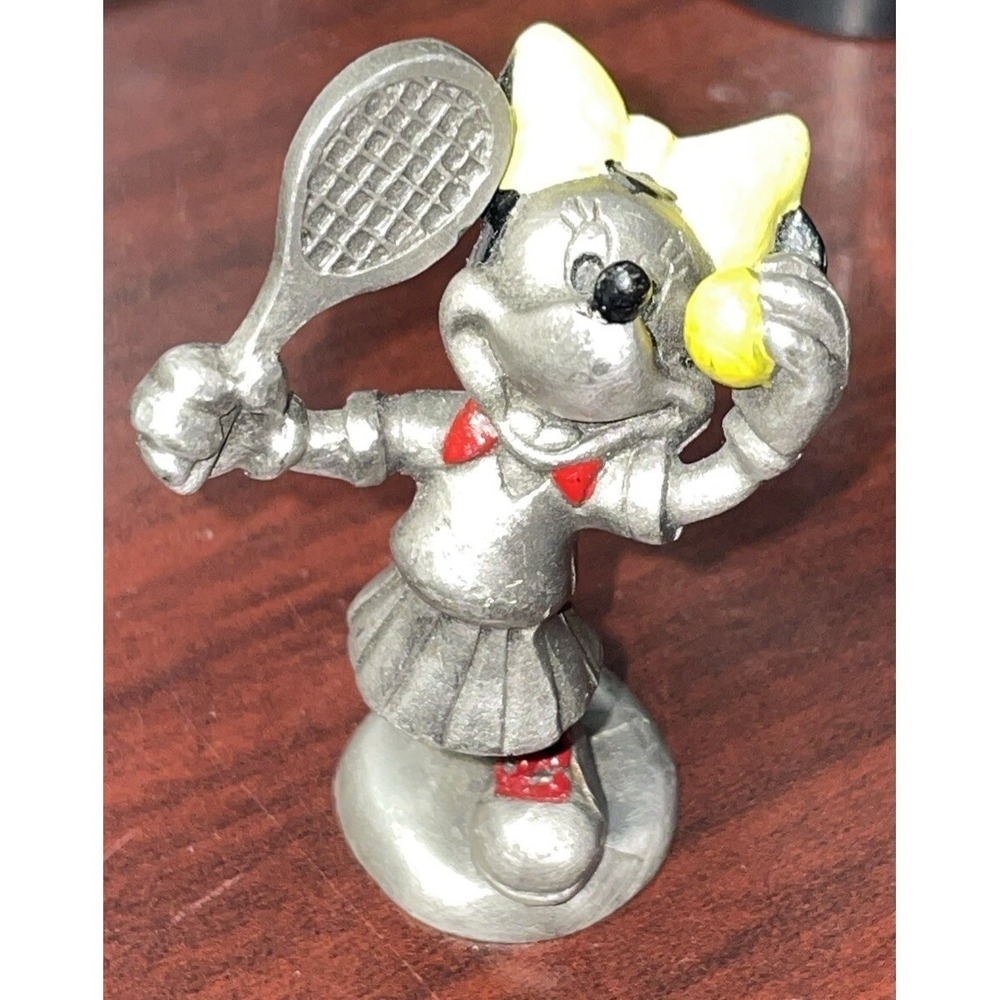 Vtg Disney Minnie Mouse Fine Pewter Figurine Tennis #4823 Hudson Sports 2.25"